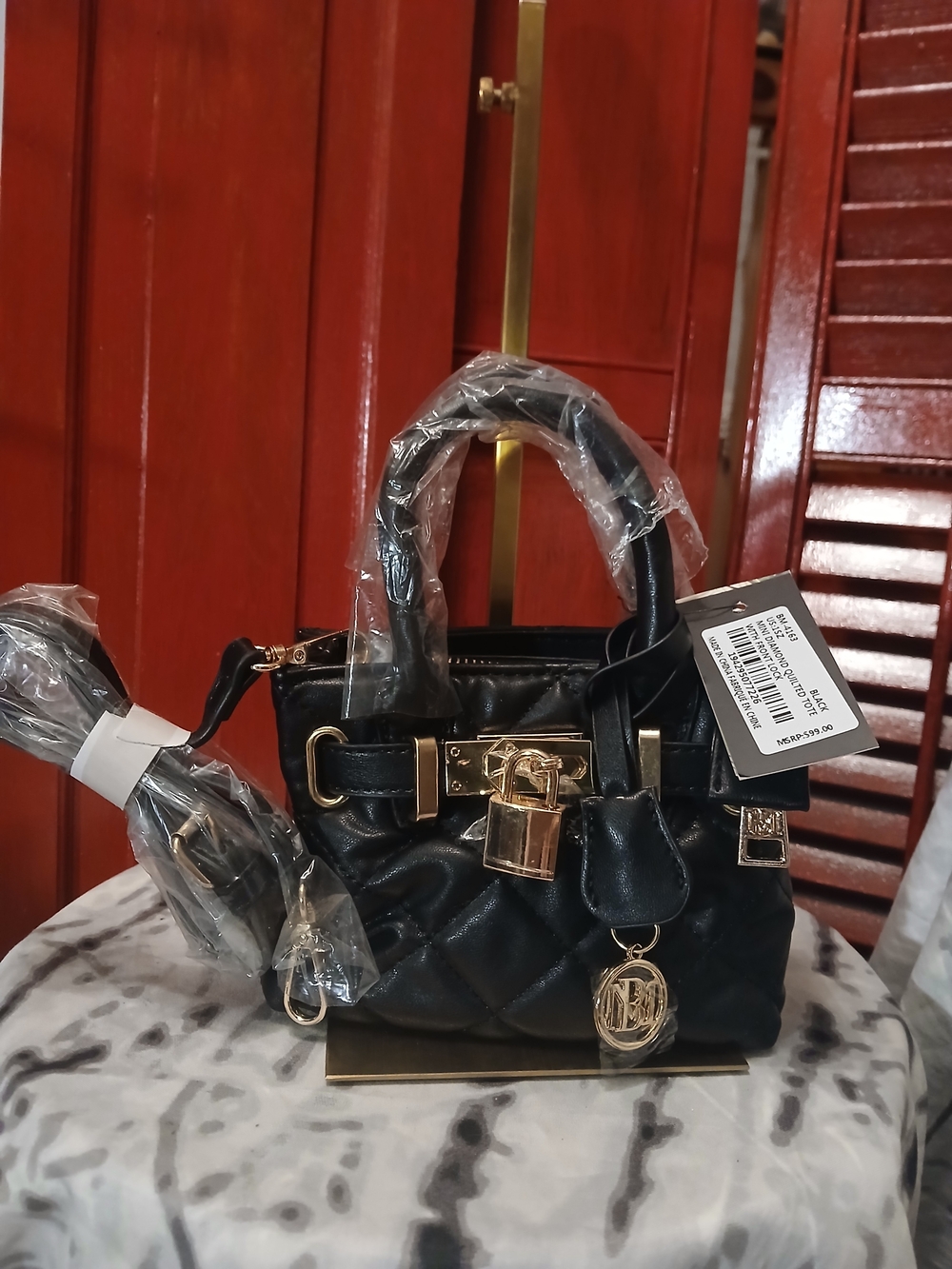 Badgley Mischka Black Quilted Mini Bag Crossbody NWT